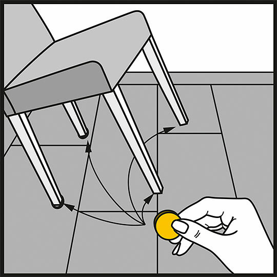 Place felt pads under chairs